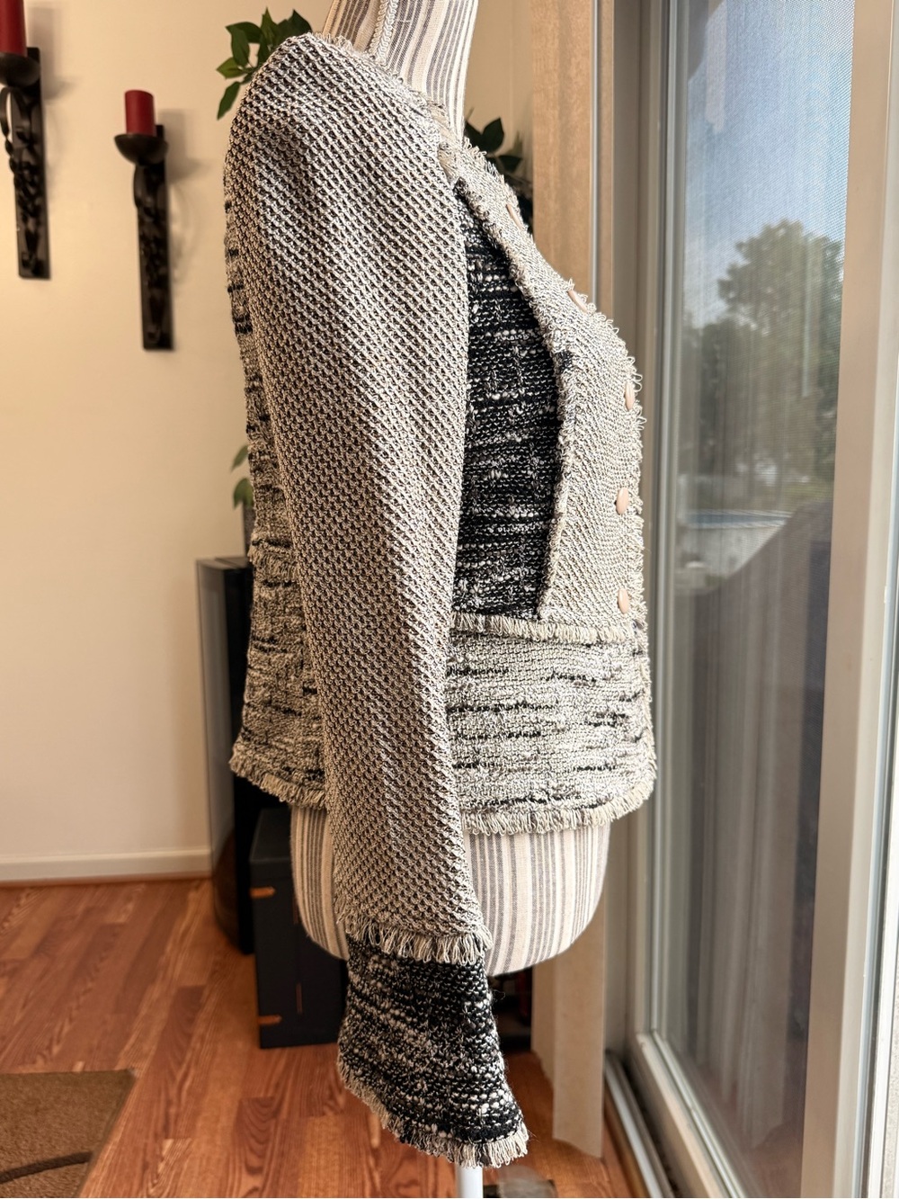 St. John Tweed-Inspired Fringe-Trim Knit Blazer - Picture 4 of 13